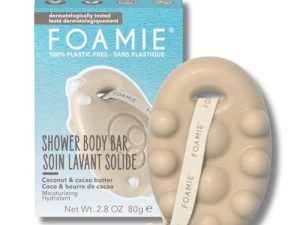 Gel de ducha 2 en 1 solido Foamie para pieles seca con extracto de cacao y aceite de coco hidratante para la piel 100% vegano y sin plástico 80 g