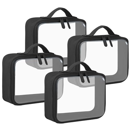 Bolsa de aseo con correa aprobada por la TSA y líquido de viaje transparente y organizador de cosméticos, equipaje de mano, Negro , Neceser transparente para hombre y mujer