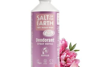 Natural Deodorant Spray Refill by Salt of the Earth, Peony Blossom – Vegan, Long Lasting Protection, Leaping Bunny Approved, Made in the UK – 500ml