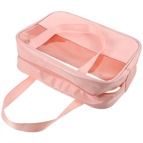 DEARMAMY Bolsa de Maquillaje Transparente Grande para Viaje Neceser de Cosméticos Portátil Organizador de Aseo y Accesorios para Mujeres Diseño Compacto y Ligero Durable