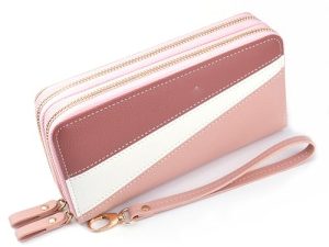 Haofy Diseño Espacioso, Doble Compartimento, Elegante Combinación de Colores, Seguridad Mejorada, Estilo de Bolso Versátil, Cartera Larga de Piel Sintética con Doble Cremallera para
