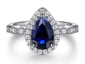 Whoiy 925 Sterling Silber Ringe Antragsringe Träne Tropfen mit Zirkonia als Geschenke für Frauen Freundin Weißgold Gr.60 (19.1)