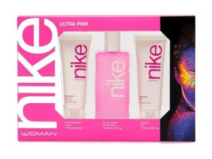 NIKE – Ultra Pink Colonia 100ml + Crema de Cuerpo 75ml + Gel de Baño 75ml, Estuche de Regalo Mujer, Eau de Toilette Natural y Femenina, Aroma Oriental Gourmand, Fragancia Fresca, Rebelde y Duradera