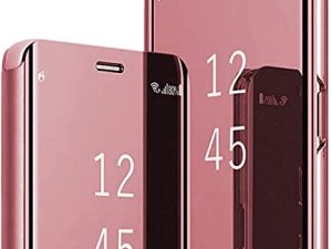 Carcasa para Samsung Galaxy A51, Clear View Flip Case Placage Eeffet Carcasa con tapa magnética PU Cuero Ultra Mince Anti Choc Funda Protección Bumper Cover para Samsung A51 (Rosa)