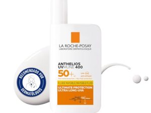 La Roche Posay Protector Solar, SPF50+, Resistente al Agua, Sudor y Arena, Fórmula con Mexoryl 400, Fluido Invisible 400, 50 ml, El embalaje puede variar