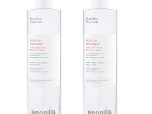 Sensilis – Pack de 2 Agua Micelar para Pieles Sensibles con Ácido Hialurónico y Extracto de Regaliz, Limpia, Desmaquilla y Calma Rojeces – 400 ml + 400 ml