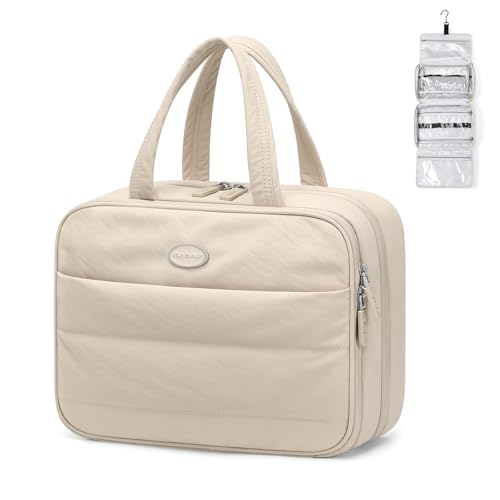 GOLF QUALITY Bolsa de Aseo Hombres y Mujer, Bolsa de Maquillaje de Viaje Organizador de Cosmético Neceser Maquillaje para Mujeres,Neceser de Viaje,Albaricoque,8.6L