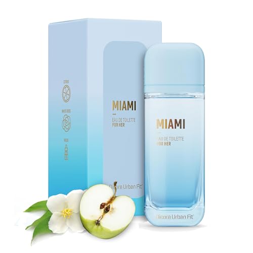 Dicora Urban Fit | Eau de Toilette MIAMI FOR HER | Perfume de Mujer | Fragancia Cítrica Fresca | Manzana, Limón, Jazmín, Rosa Blanca, Almizcle | 150 ml