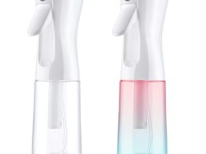 LOPHE Pulverizador Agua Peluqueria, 2pcs Vaporizador Agua, 200ml Bote Spray Pulverizador Reutilizable, Botella Spray Pulverizador para Limpieza, Peinado, Botella transparente Rosa-Verde Degradado