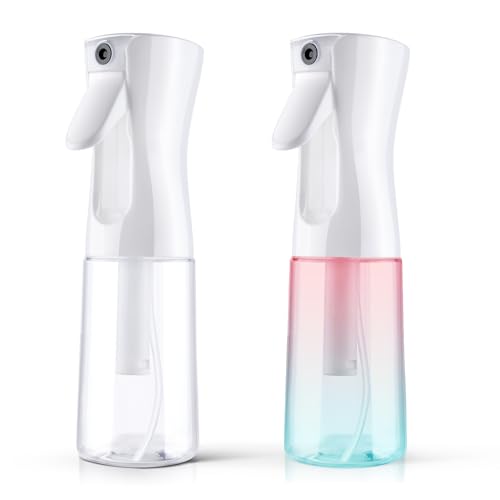 LOPHE Pulverizador Agua Peluqueria, 2pcs Vaporizador Agua, 200ml Bote Spray Pulverizador Reutilizable, Botella Spray Pulverizador para Limpieza, Peinado, Botella transparente Rosa-Verde Degradado