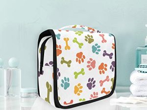 Pata De Perro Bolsas de Aseo Neceser de Maquillaje Colgante Plegable Cosmético Bolso de Artículos de Tocado para Mujeres Niñas