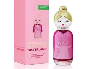 Benetton, Sisterland Pink Raspberry, EDT para Mujer, Larga duración, Fragancia joven, moderna y fresca, Notas florales, de neroli y almizcle, Optimo para uso diario, 80 ml