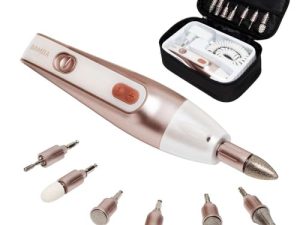 Cecotec Set de Manicura y Pedicura Eléctrico Bamba PinkyCare 700 Perfect Nails. Siete Cabezales intercambiables, Cinco Velocidades y Dos Sentidos de giro, Diseño Ergonómico, Incluye Estuche