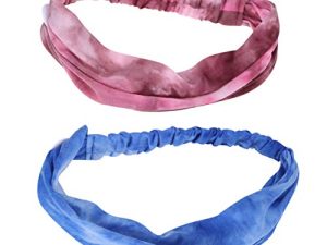 PRETYZOOM 2piezas Diadema De Yoga De Atado Diseño De Degradado Diadema Transpirable y Multifuncional Para Fitness Botones Para Cuidado De Oídos Para Hombres y Mujeres Rosa Azul