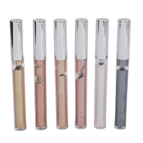 6 Colores Brillo Líquido Sombra de Ojos Brillo Holográfico Acabado Brillo Líquido Lápiz Labial para Maquillaje