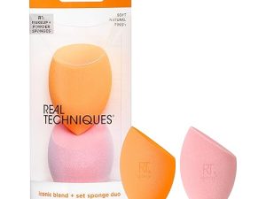 REAL TECHNIQUES – Set de 2 Esponjas para Maquillaje Facial – Incluye 1 Esponja Miracle Complexion + 1 Esponja Miracle Powder – Para Aplicar Todo Tipo de Maquillajes – Sin Látex – Diseño Profesional