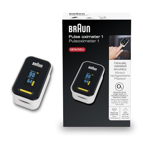 Braun YK-81CEU - Pulsioxímetro Braun 1 (Saturación de Oxígeno, Niveles de Oxígeno en Sangre, Dispositivo Médico Certificado Clínicamente Preciso) Yk-81Ceu