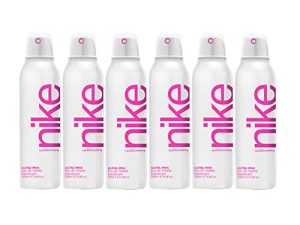 NIKE – Ultra Pink Pack de 6 x 200 ml, Desodorante Mujer Spray, Desodorante Antimanchas para Todo Tipo de Piel, 0% Sales de Aluminio, de Larga Duración, Fragancia Oriental Gourmand