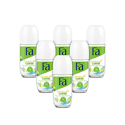 Fa - Desodorante Roll-On Limones del Caribe - 50ml (pack de 6) Total: 300ml - Frescor