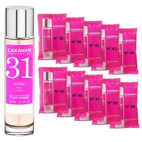 CARAVAN FRAGANCIAS Perfume de Mujer Nº31 de 150 ml + Set de 10 Viales de Fragancias femeninas distintas de Caravan para descubrir nuevos aromas