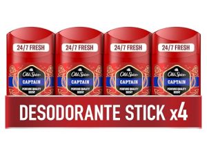 Old Spice Captain Desodorante En Barra Para Hombres 4×50 ml, Fresco 24 Horas, Todos Los Días Con Uso Diario, Perfume Duradero, Protección Contra El Mal Olor, 0% Sales De Aluminio