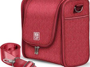 BOACAY Neceser Grande para Mujer y Hombre, Bolsa de Aseo Colgante, Bolso Baño y Viaje, Organizador de Maquillaje, Kit para Cosméticos, Accesorios (X-Large) Wine Red