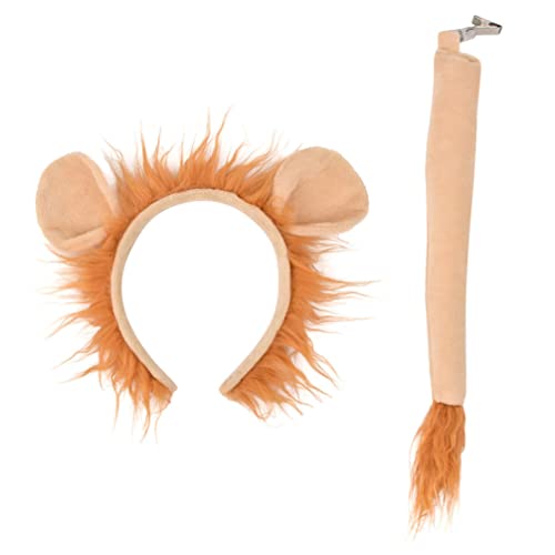 minkissy Vestido Lion Costume Cosplay Set Lion Ears Plush Diadema Y Tail Halloween Party Decors Accesorios para Ni?os Adultos Disfraces De Cosplay