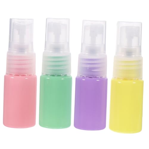MUCKLILY Botella Atomizador De 10 Ml Set De 4 Colores Macaron (verde Amarillo Rosa Morado) Botella De Viaje Adecuado Para Perfumes y Líquidos Esenciales Material Plástico Diseño Compacto