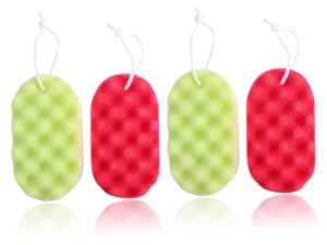 NIYANGLE 4 Piezas Esponjas de Ducha con Cuerda Accesorio de Portátil Adultos Exfoliación y Limpieza Corporal Colores