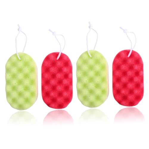 NIYANGLE 4 Piezas Esponjas de Ducha con Cuerda Accesorio de Portátil Adultos Exfoliación y Limpieza Corporal Colores