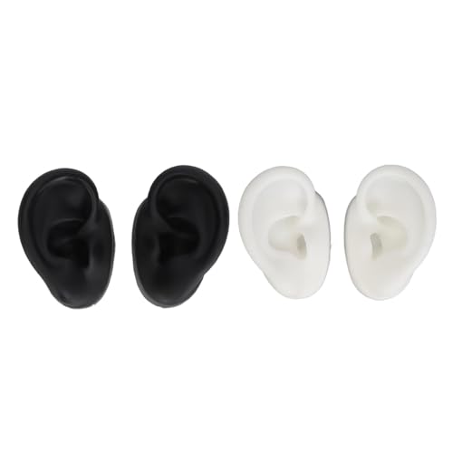 Modelo de Oreja de Silicona Izquierda Derecha, 2 Pares de Modelos de Oreja de Silicona Flexible para que Principiantes Practiquen (en y negro)