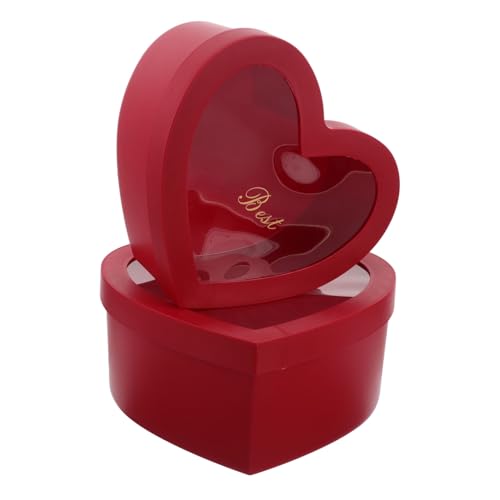 FRCOLOR 2piezas Caja De Bricolaje Corazón Cajas Rojas Ventana Transparente Para Perfumes y Flores