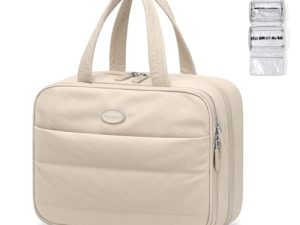 GOLF QUALITY Bolsa de Aseo Hombres y Mujer, Bolsa de Maquillaje de Viaje Organizador de Cosmético Neceser Maquillaje para Mujeres,Neceser de Viaje,Albaricoque,8.6L