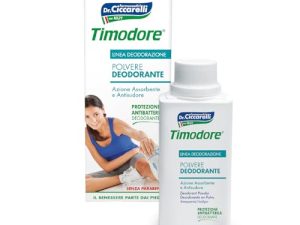 Timodore, Polvo Desodorante, Acción Absorbente y Antitranspirante, Solución Ideal para el Problema de la Sudoración, Protección Antibacteriana, 100% Made in Italy, Dermatológicamente Testado, 75 gr