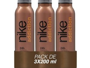 NIKE – Addiction Man Pack 3 x 200 ml, Desodorante Hombre, Formato Spray, Eau de Toilette Natural y Masculina, Aroma Amaderado Balsámico, Fragancia Fresca y de Larga Duración