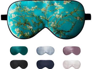 LaCourse Máscara de ojos de seda de morera pura natural con bolsa de viaje. Máscara de ojos suave y cómoda para dormir