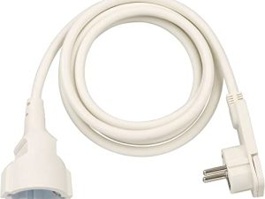 Brennenstuhl Cable alargador de 2 m con Enchufe Plano (alargador eléctrico, Enchufe Plano, para Interiores) Blanco