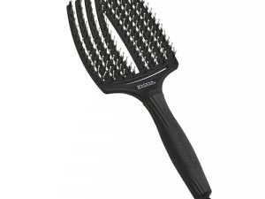Olivia Garden – Fingerbrush Combo Large – Cepillo Pelo Largo – Antitirones per Cabello Seco y Desenredado – Cerdas Jabalí y Nylon para un Brillo Natural – Cabello Fino, Medio y Grueso – Negro