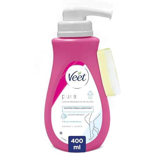 Veet Crema Depilatoria Corporal para Usar Bajo la Ducha para Mujer, con Dosificador, Piel Sensible - 400 ml