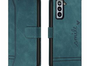 LEMAXELERS Carcasa Samsung Galaxy S23, Funda Galaxy S23 Carcasa Linda sonrisa Retro PU cuero de Tipo Libro con Ranuras Tarjetas de Soporte Solapa con Cierre magnético Case,HX Smile Green