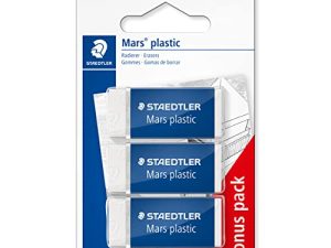 STAEDTLER Mars Plastic – Gomas de borrar (3 unidades), color blanco