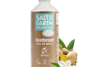 Natural Deodorant Roll On Refill by Salt of the Earth, Ginger & Jasmine – Vegan, Long Lasting Protection, Leaping Bunny Approved, Made in the UK – 525ml