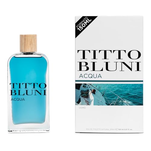 TITTO BLUNI - Acqua Uomo 150 ml, Colonia Hombre, Perfume Formato Spray, Eau de Toilette Natural y Masculina, Aroma Especiado e Intenso, Fragancia Atractiva y de Larga Duración