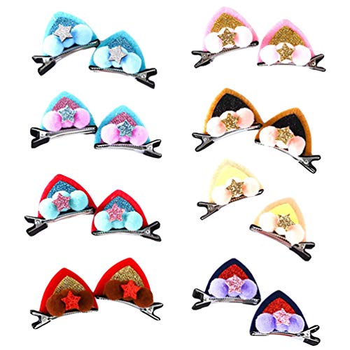 NUOBESTY 16 Piezas Horquilla De Orejas De Gato Joyas Para El Cabello Para La Boda Oreja De Gato Pinzas Para El Cabello Con Orejas De Animales Pelo Animal Pinzas Pelo Tela Niño Chica Ropa
