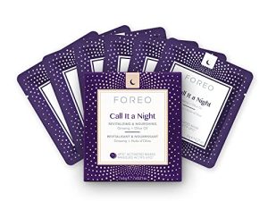 FOREO UFO Call it a Night, mascarilla facial activa para piel seca y envejecida, pack de 7, revitaliza y nutre, ginseng y aceite de oliva, cruelty free, compatible con todos los dispositivos UFO
