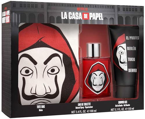 La Casa de Papel Estuche con EDT 100 ml, Gel de Ducha 150 ml y Tote Bag