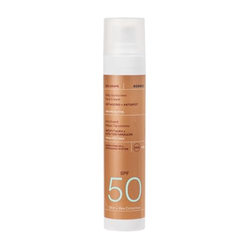 KORRES RED GRAPE Crema solar facial, SPF 50, dermatológicamente testada, con efecto antienvejecimiento, 50 ml