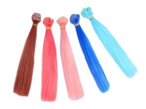 HEMOTON 5piezas Perchero para Pelucas De Cabello Liso De Alta Temperatura para Muñecas Extensiones De Cabello Artesanales para Manualidades y DIY