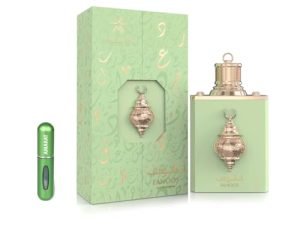 Perfume Fanoos Eau de Parfum 100 ml, Perfume Árabe Unisex de Larga Duración, Incluye Atomizador Recargable 5 ml, Fragancia Dulce y Amaderada con Notas de Pera, Grosella Negra y Vainilla (Fanoos)