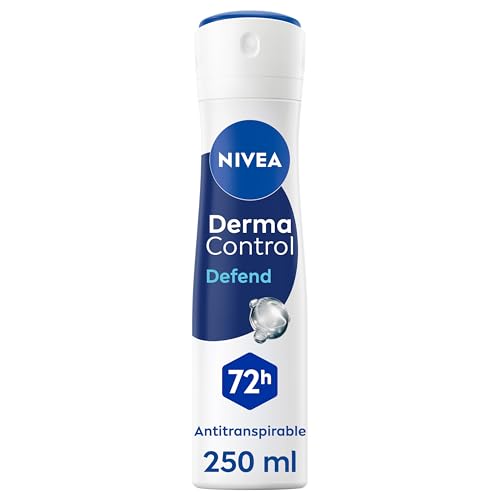 NIVEA Derma Control Defend - Desodorante Antitranspirante para Mujer - 72h de Protección contra el Sudor - Con Ácido Hialurónico y Provitamina B5 - No Irrita las Axilas - Piel Normal - Spray 250 ml